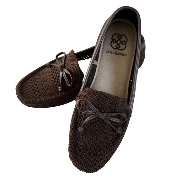 Daisy Fuentes Shoes - Daisy Fuentes Brown Knit Moccasin-Style Loafers, Women's Sz 6.5W, NWOT